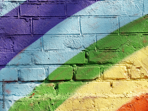 Rainbow brick wall