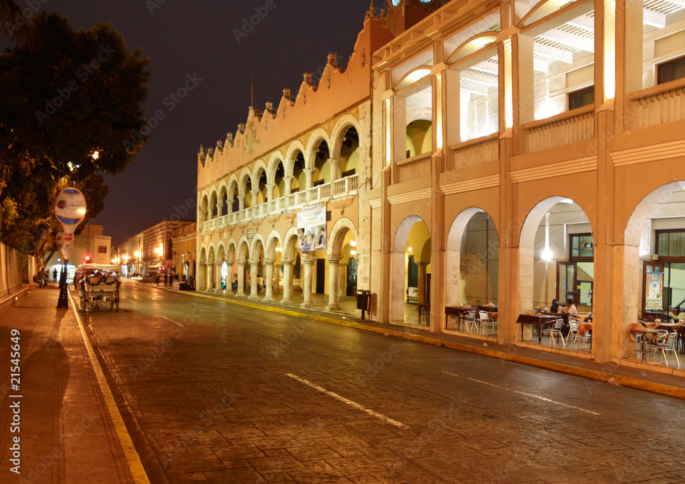 City of Merida in Mexico at night