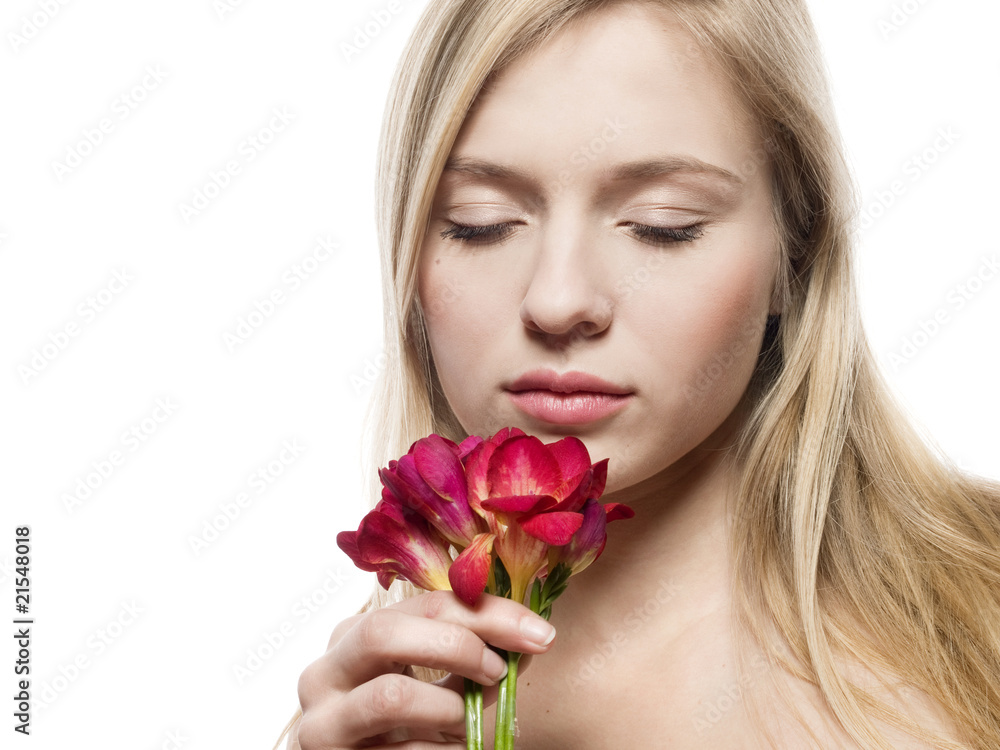girl with freesia girl with freesia