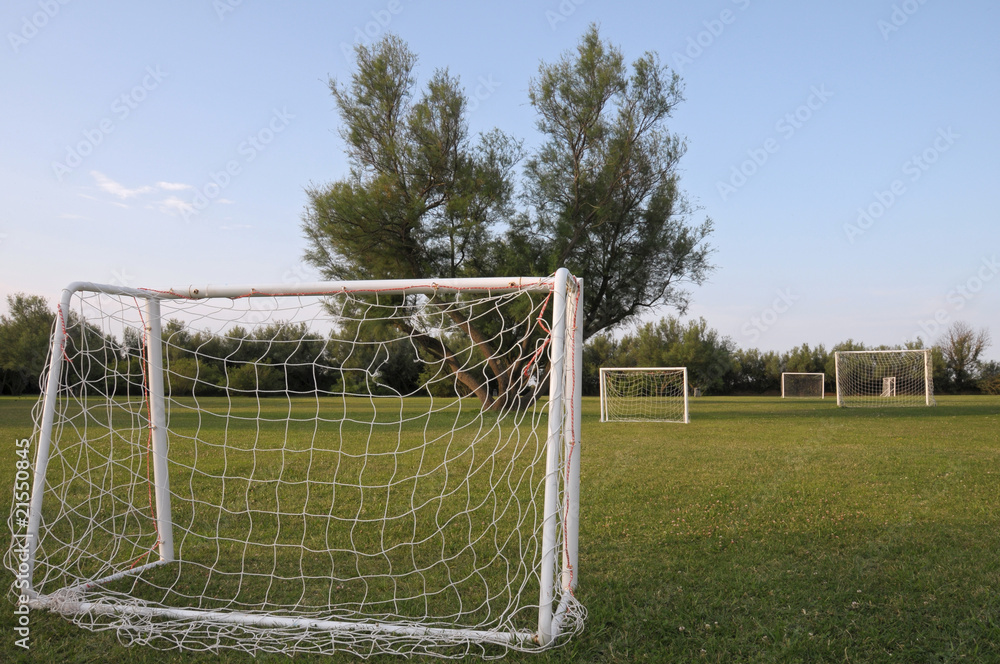 Fototapeta premium Goal in an outdoor soccer door in a playing area