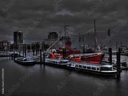 Canvastavla Feuerschiff im Hamburger Hafen vor der Kehrwieder Spitze