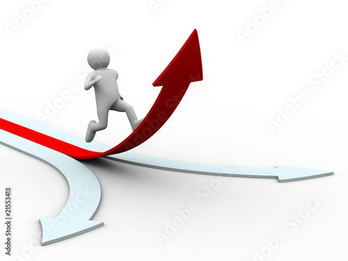 man climb red arrow. Isolated 3D image
