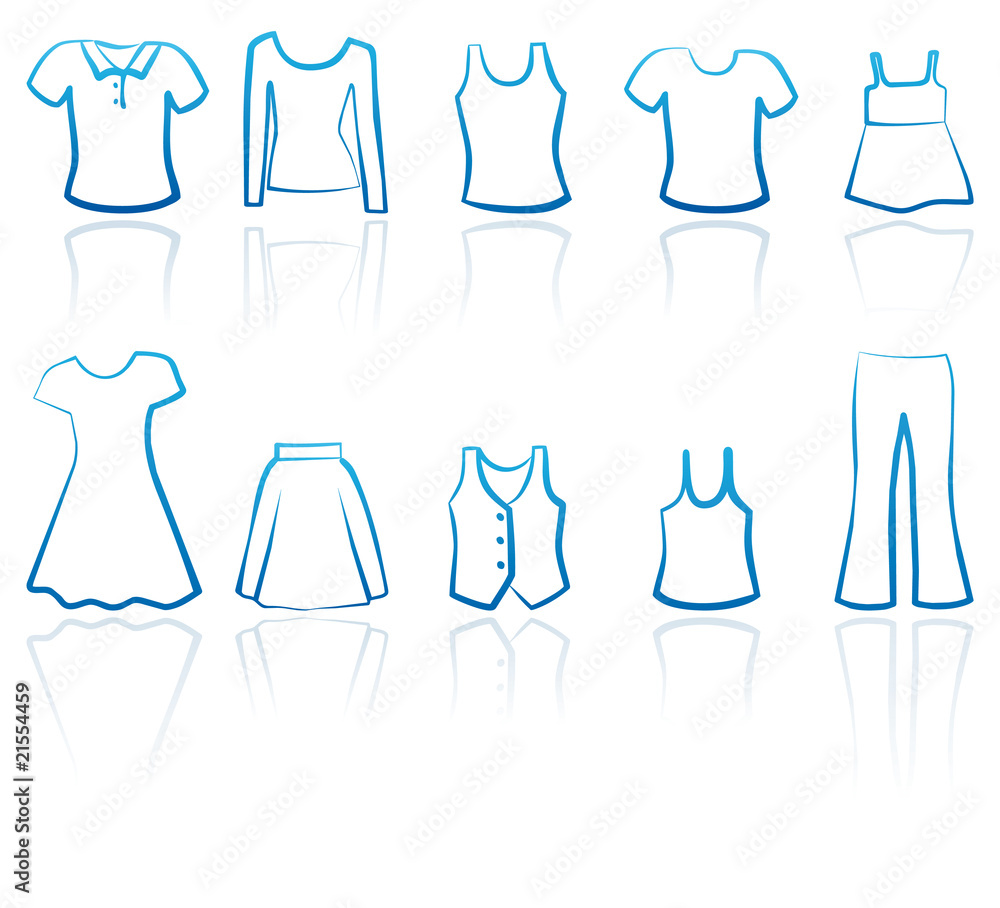 Set of simple icons lady's wear Set of simple icons lady's wear