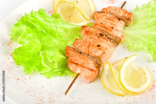 salmon kebab closeup
