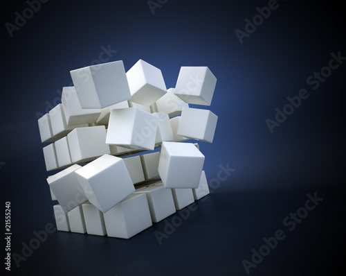 3D abstract flying cubes illustration © Mopic