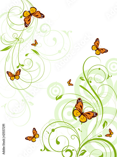 Floral abstract illustration with butterflies