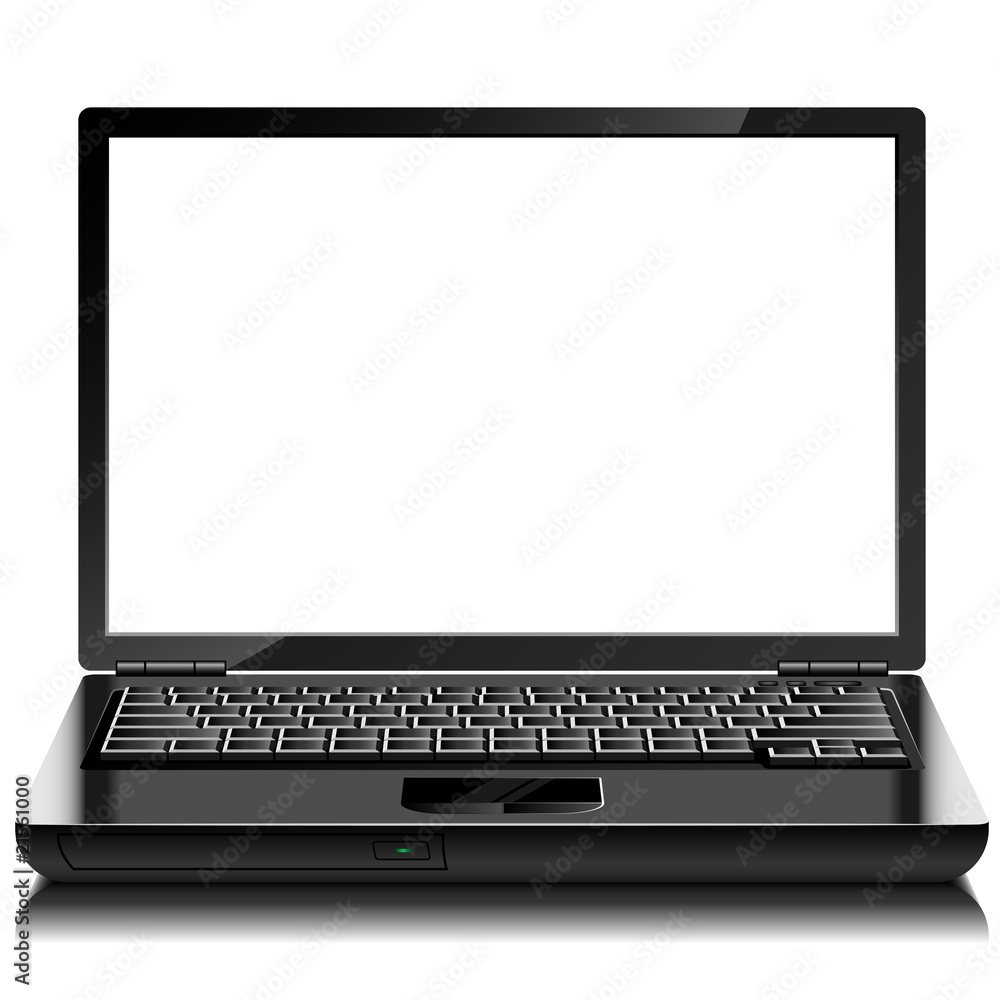 Modern laptop with blank screen. Front view. Modern laptop with blank screen. Front view.