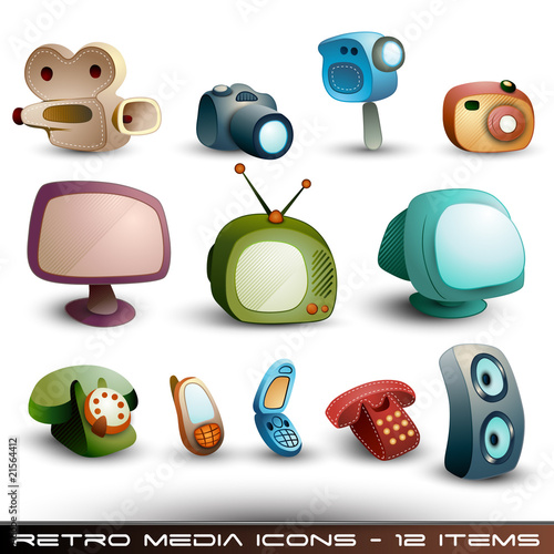 Cute Media Icons - Vector Set