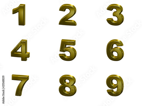 Golden 3D numbers