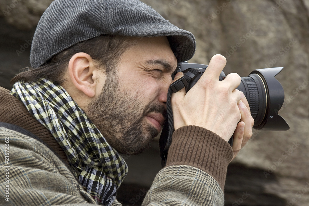 Photog Photographer in action foto de Stock | Adobe Stock