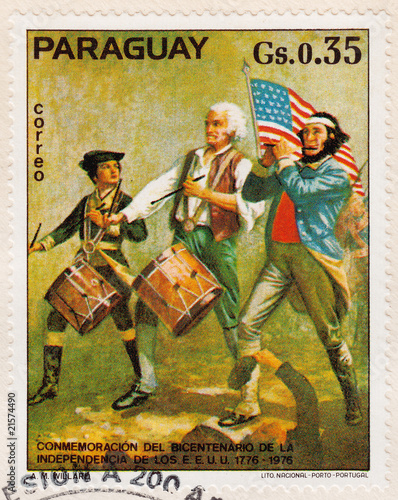 Canvas Print stamp shows American revolution