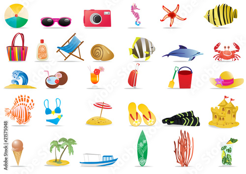Collection of summer icons, vector illustration