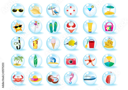 Vector illustration of summer beach travel icons