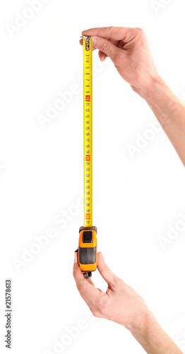 Tape measure in hands