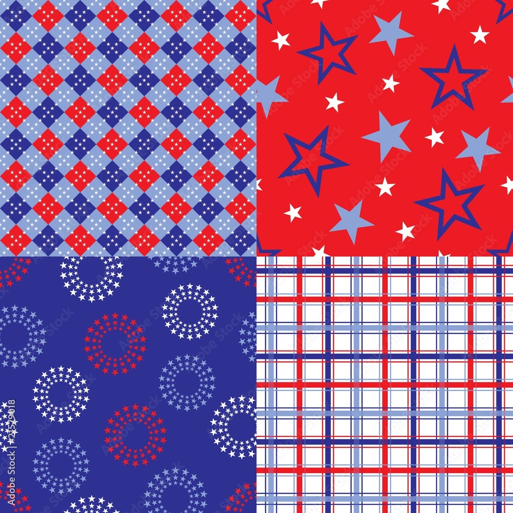 Fototapeta premium Four patriotic background patterns