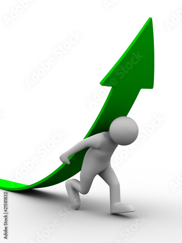 man climb green arrow. Isol...