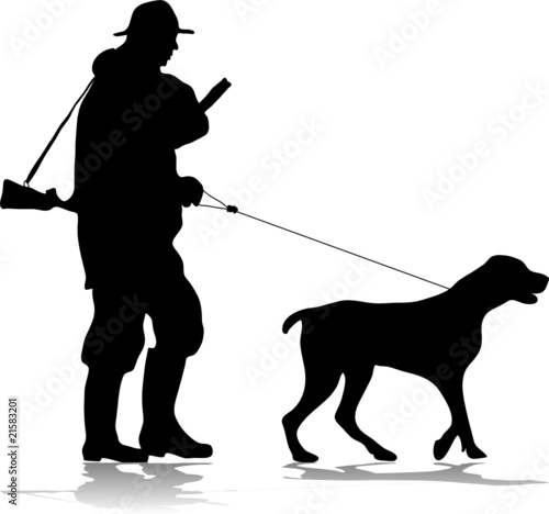 Hunter and dog silhouette