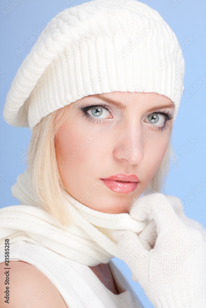 Young woman wearing a winter cap Young woman wearing a winter cap