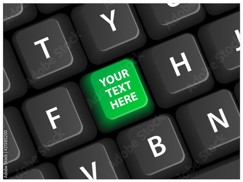 "YOUR TEXT HERE" key (green) on keyboard (vector editable)