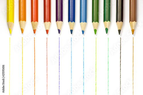 Color pencils isolated on white photo