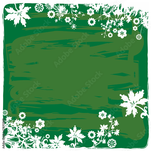 Bordure de Fleurs sur Fond Vert