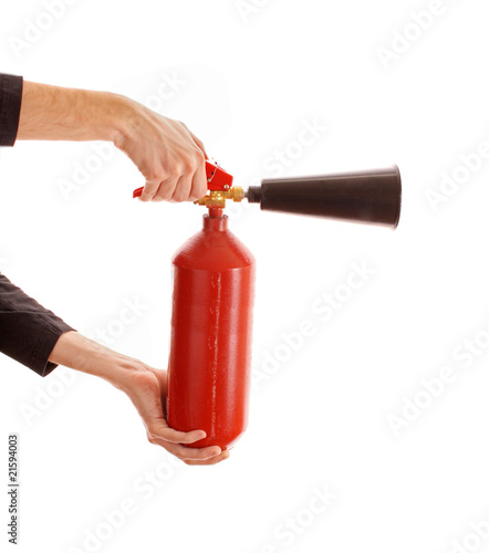Fire extinguisher isolated over white