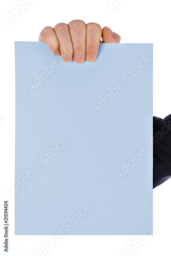 hand with blank card