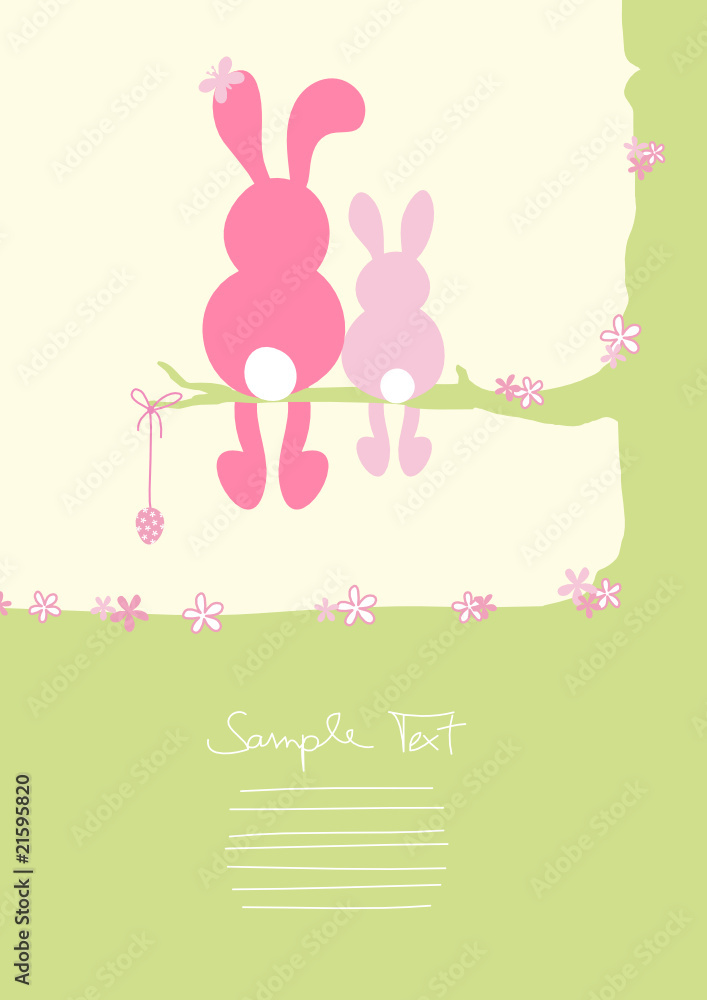 Card 2 Bunnies on a tree Card 2 Bunnies on a tree