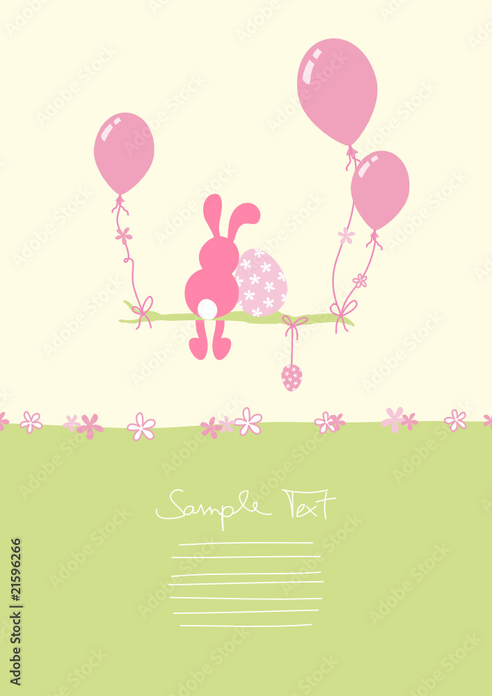 Card Bunny & Easter Egg flying