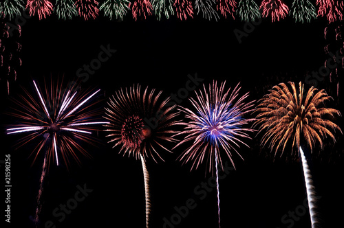 Quadro em tela fireworks with text space