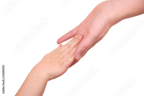 Mommy and her child hand