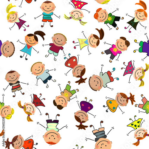 vector seamless background with kids