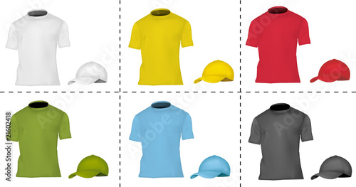 Vector illustration. Cap and T-shirt templates (men).