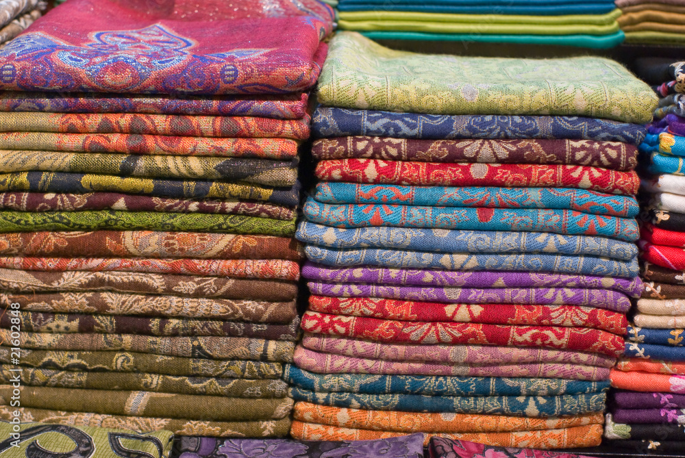 A pile of colorful fabrics