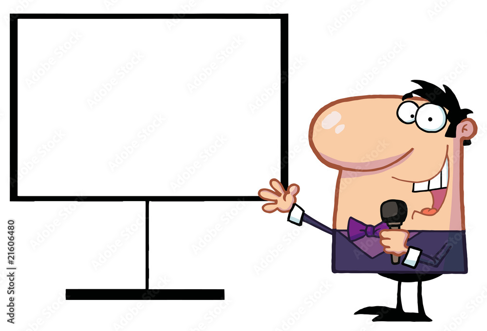 Talk Show Host Beside A Blank Board Talk Show Host Beside A Blank Board