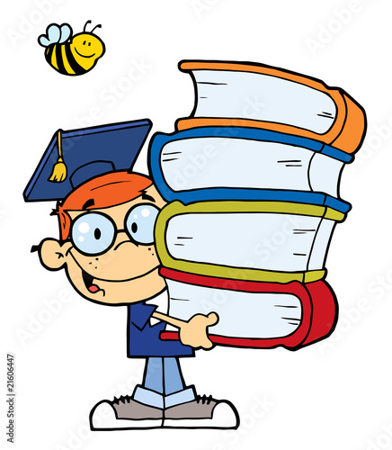 Graduation Boy With Books In Their Hands