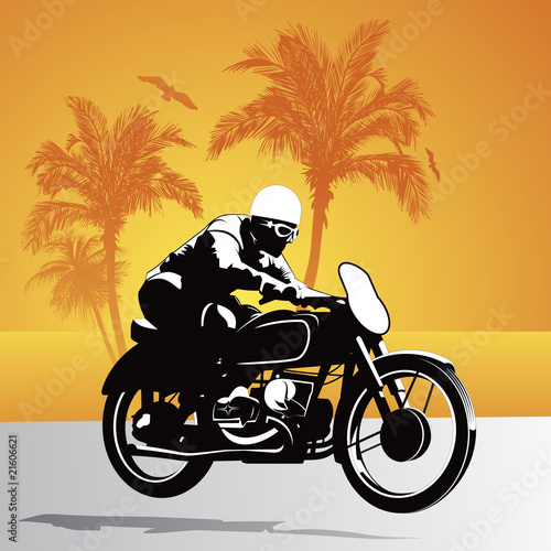 Biker on Motorcycle vector background