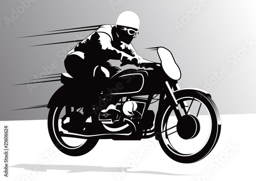 Biker on Motorcycle vector background