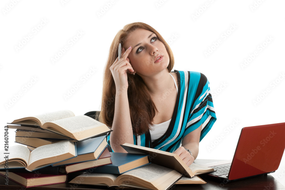 Female student prepare for examination Female student prepare for examination