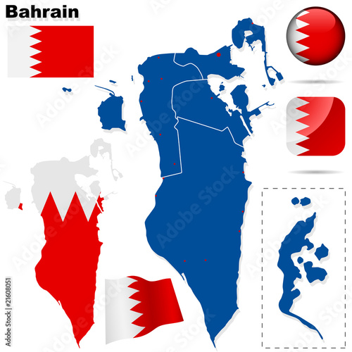 Bahrain vector set. Shape, flags and icons.