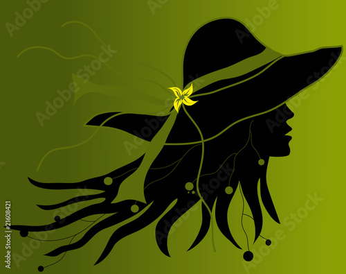 Perfil de mujer con sombrero 1
