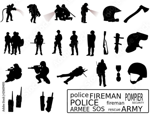 Métiers de sécurité pompier, police, militaire