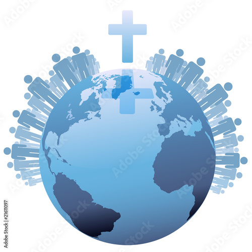 World Global Christian Populations of Earth under Cross
