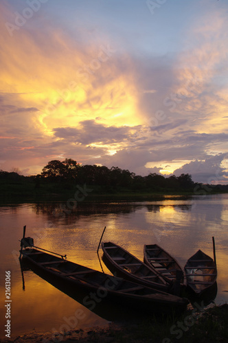 Sunset over the Amazon river