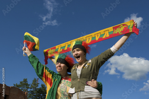 Fans with Lithuanian symbols