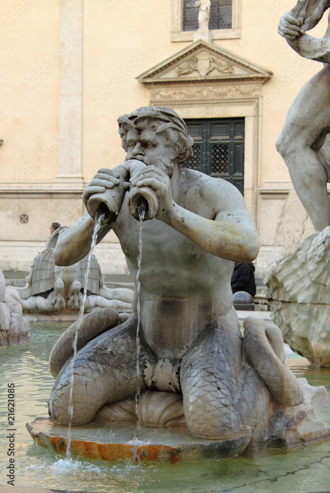 Marble Fountain in Navona Square, Rome
