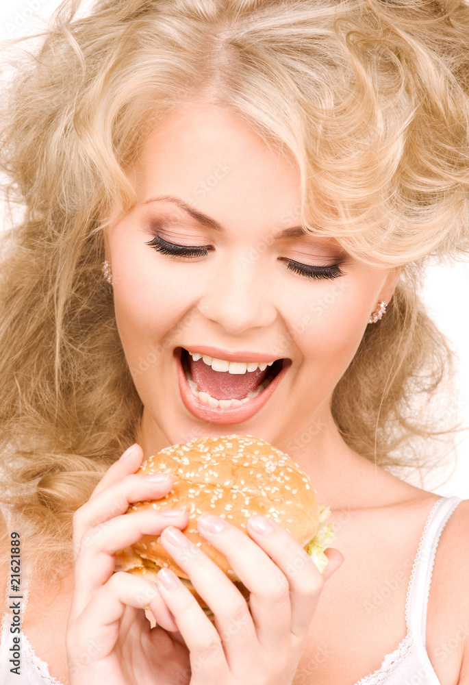 woman with burger