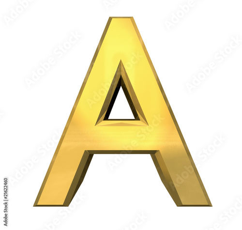 gold 3d letter A