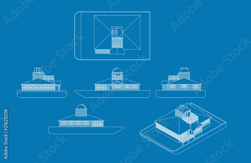 house boat blue print