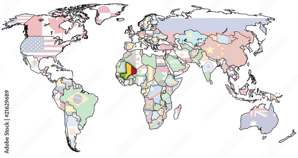 Obraz premium mali on world map